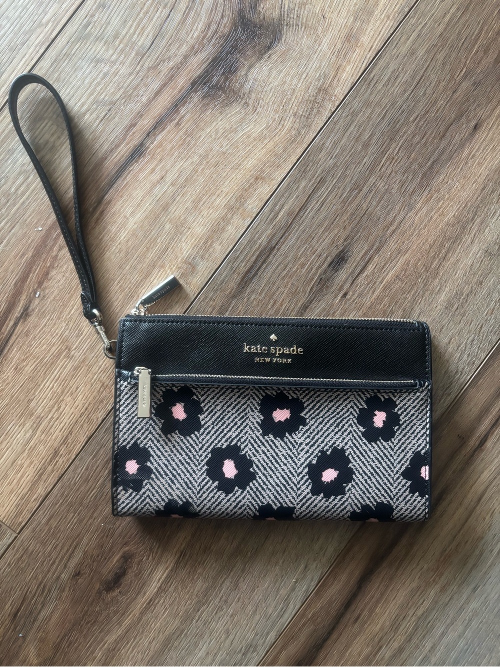 kate spade Black and Pink Floral Wristlet Wallet